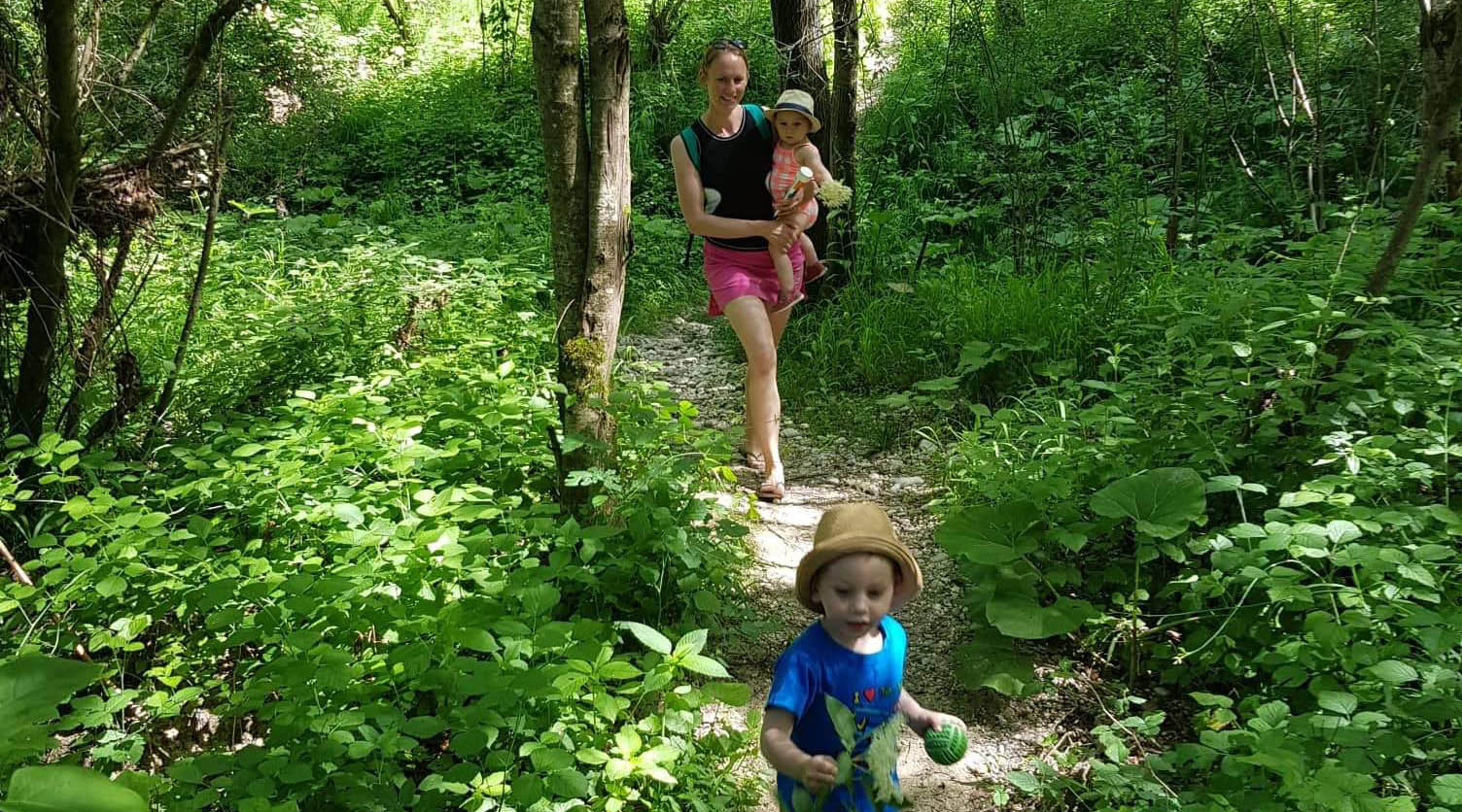 Family walk in the forest